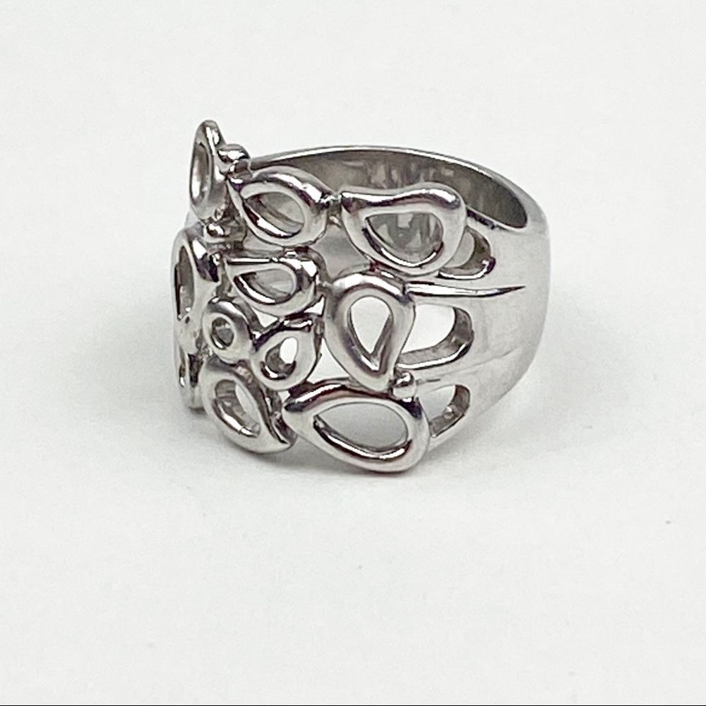 Sterling Silver 925 Vintage Teardrop and Scroll Design Statement Ring - Picture 10 of 11